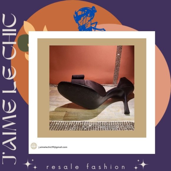 Metaphor Dark Brown Peep-Toe Kitten Heel Pump with  Bow Accents - Picture 6 of 6